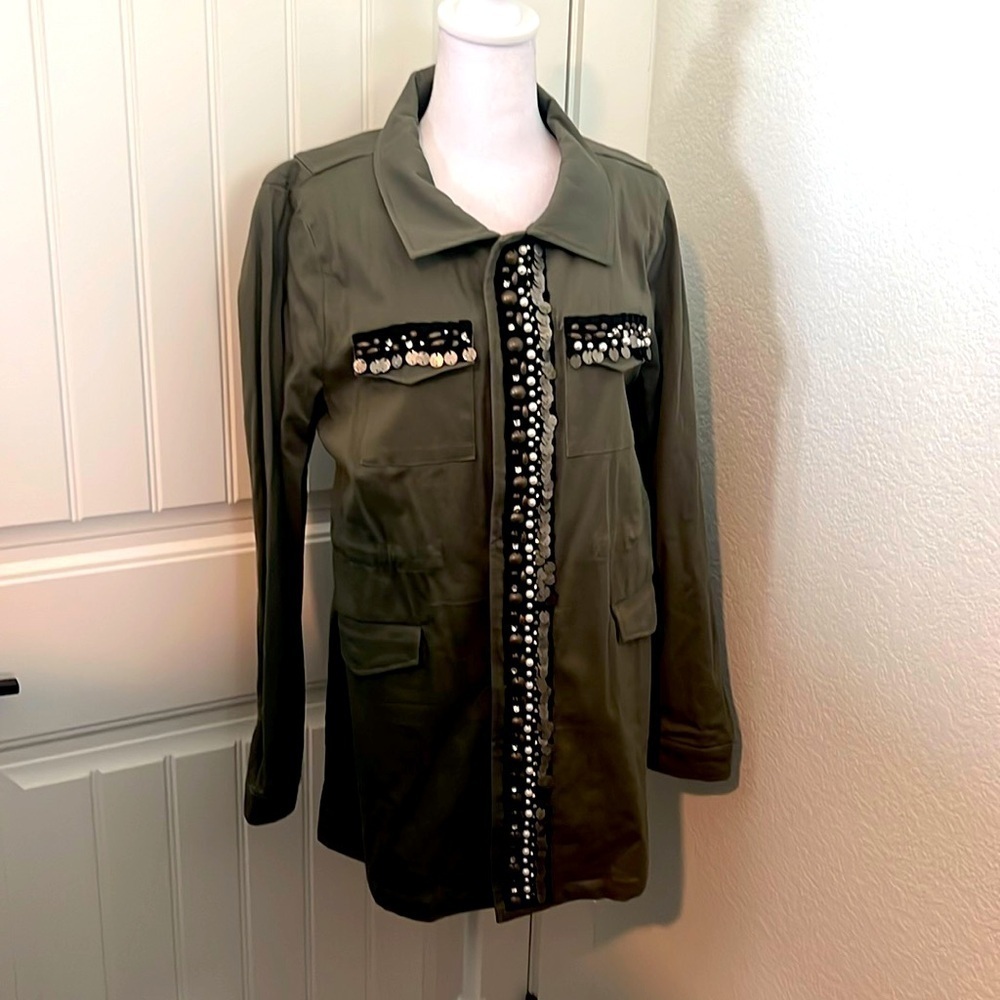 Cargo‎ jacket with beaded pearls rhinestone Detail size extra large